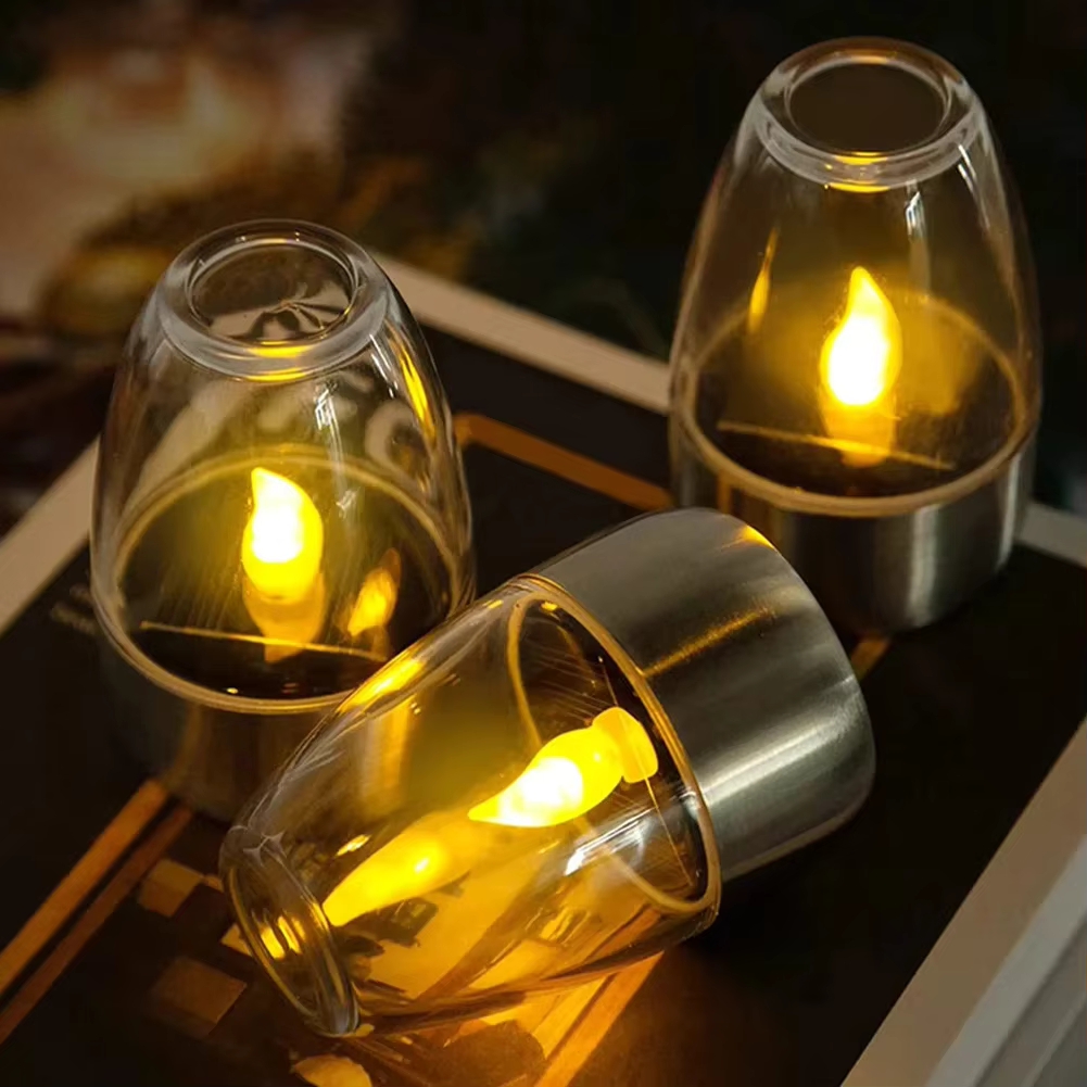 Outdoor Lighting Gazebo - LED Stainless Steel Solar Candle Lights