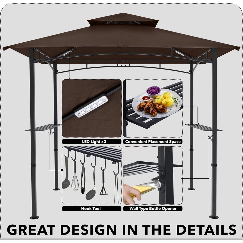 8ft x 5ft Outdoor BBQ Gazebo w - Outdoor Lighting Gazebo review and price